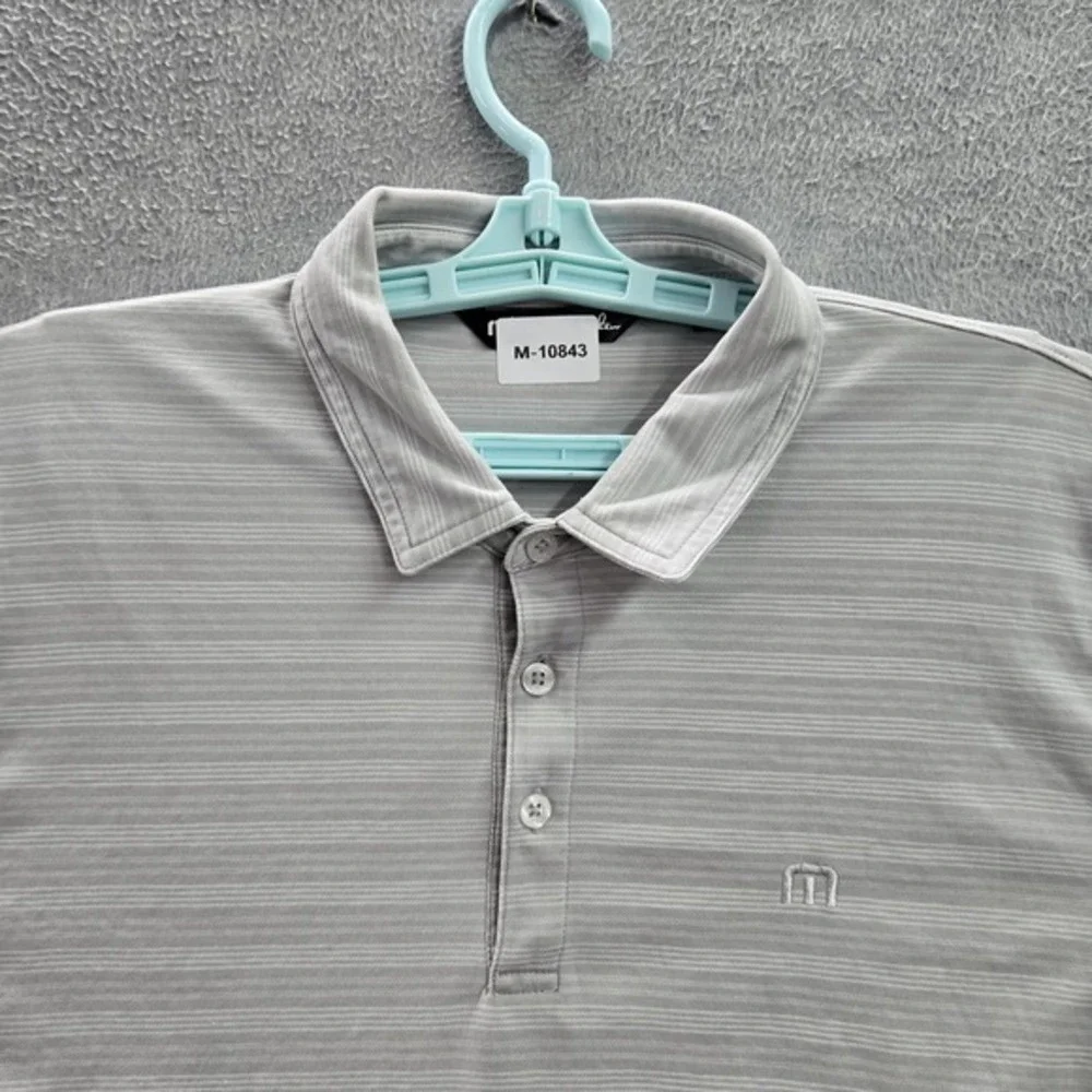 Travismathew‎ Men Polo L Gray Logo Embroidery Striped Short Sleeve